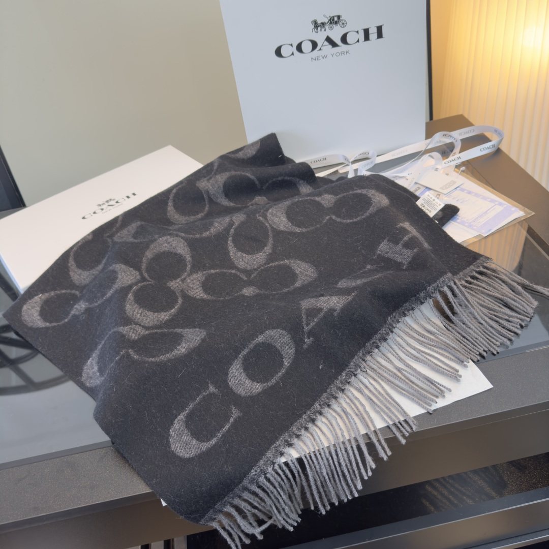 Coach C Motif Fringed Scarf