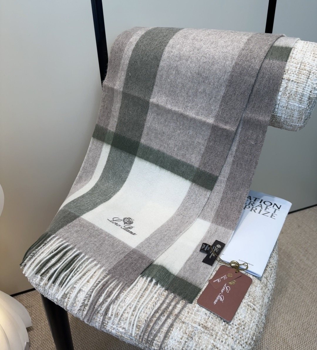 Loro Piana Plaid Fringe Scarf