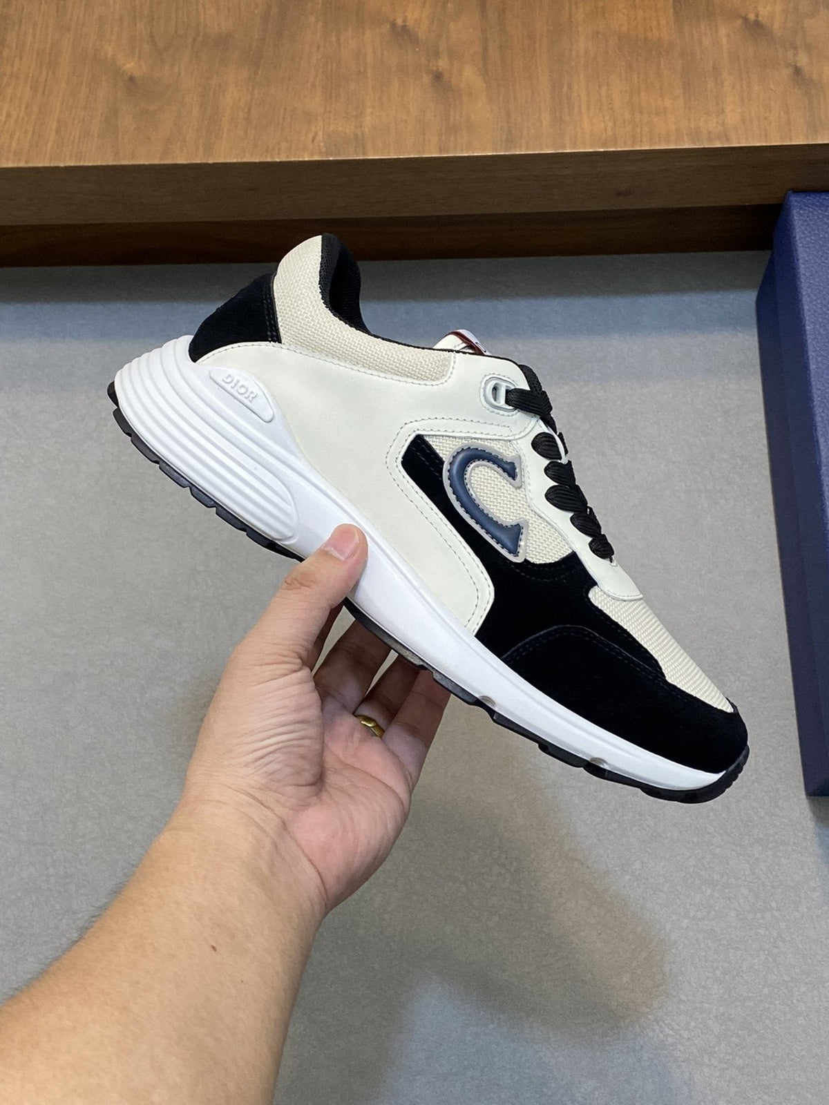 Dior Blue Accent Low-Top Sneakers