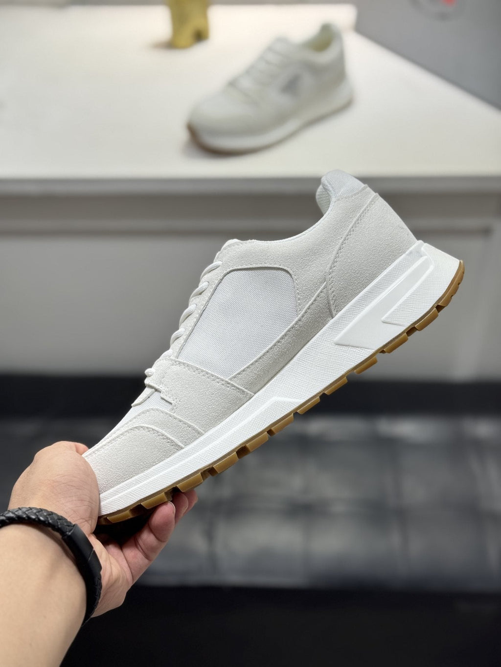 Prada Paneled Chunky-Sole Sneakers