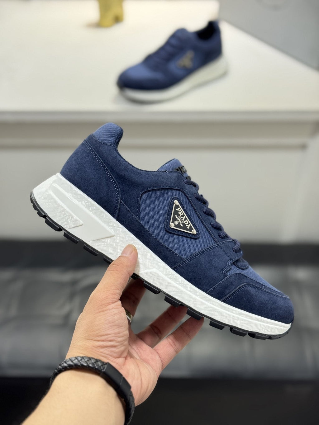 Prada Paneled Chunky-Sole Sneakers
