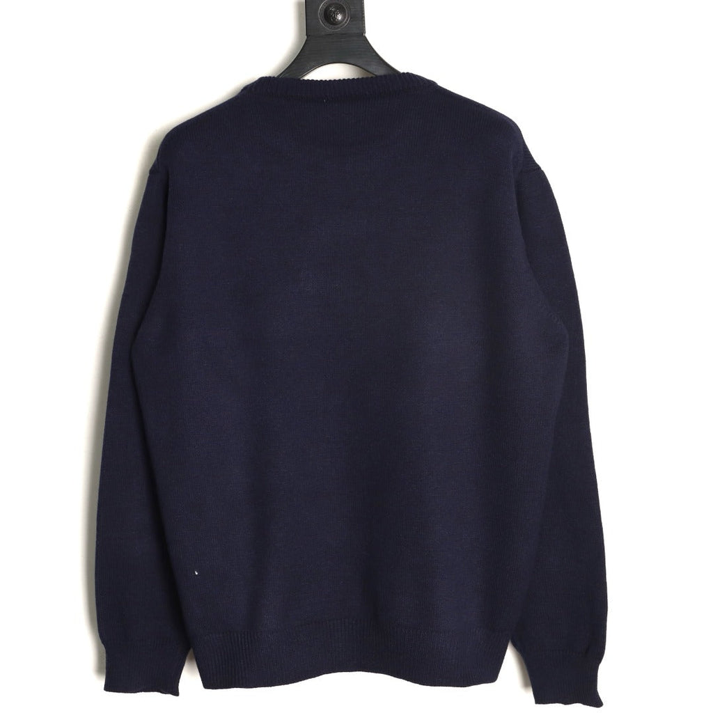 Gucci Signature-Logo Crewneck Sweater - Navy