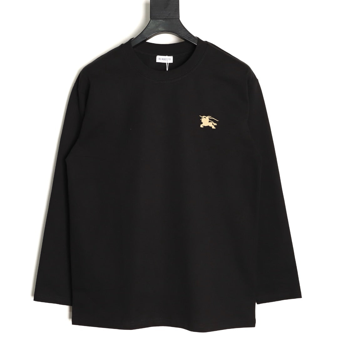 Burberry Oval Equestrian Back-Graphic Long-Sleeve Top - Black